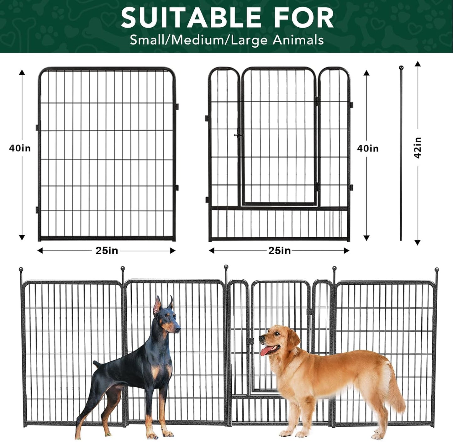 VISCOO Dog Playpen Outdoor, 16 Panels 32" H Dog Pen Indoor, Metal Dog Fence Outdoor, Pet Fence for Large/Medium/Small Dogs, Indoor Puppy PlayPen, Dog Fence Exercise Pen for RV,Camping,Yard