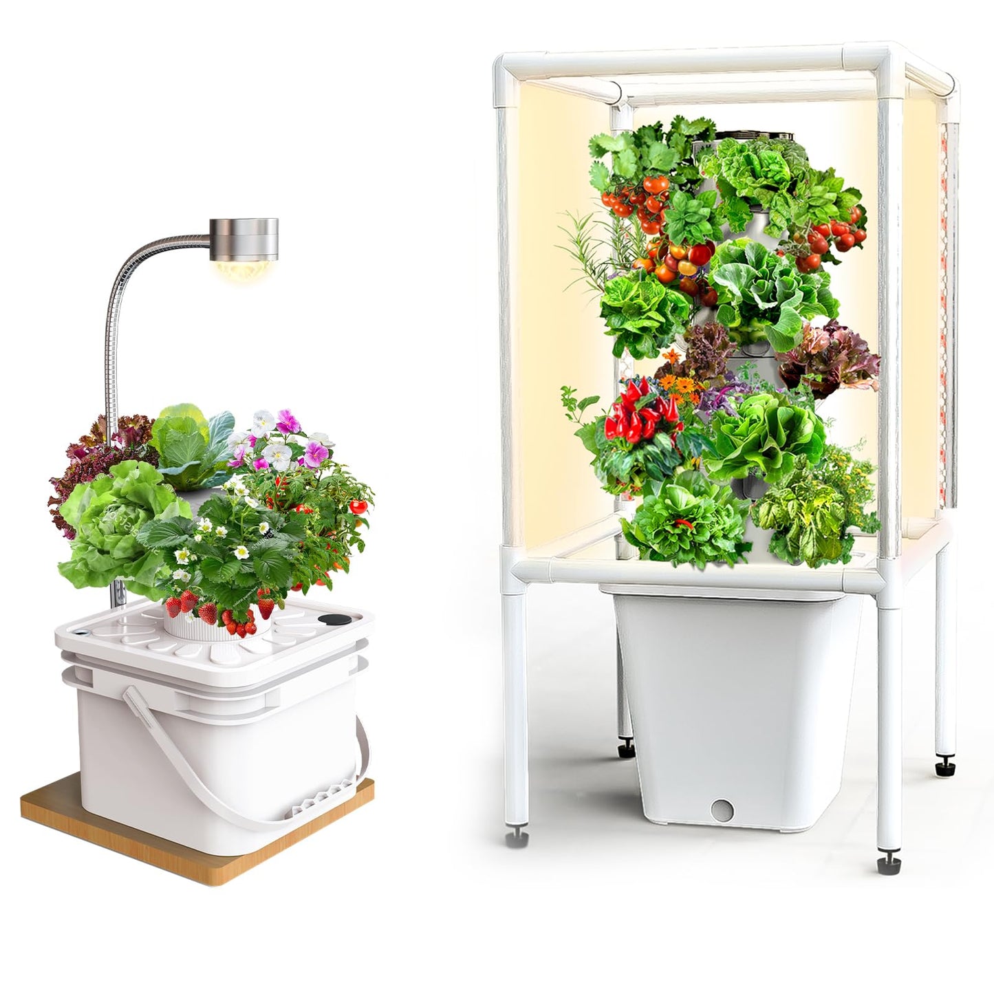 Indoor Herb Garden Growing System Kit with LED Grow Light, Small Hydroponics Tower