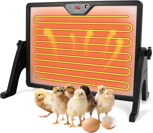 Chicken Brooder Heater with Stand, 180W Chicken Coop Heater with Temperature Control Display and Remote Control, Heat Plater for Chicks Young Poultry, Black Frame