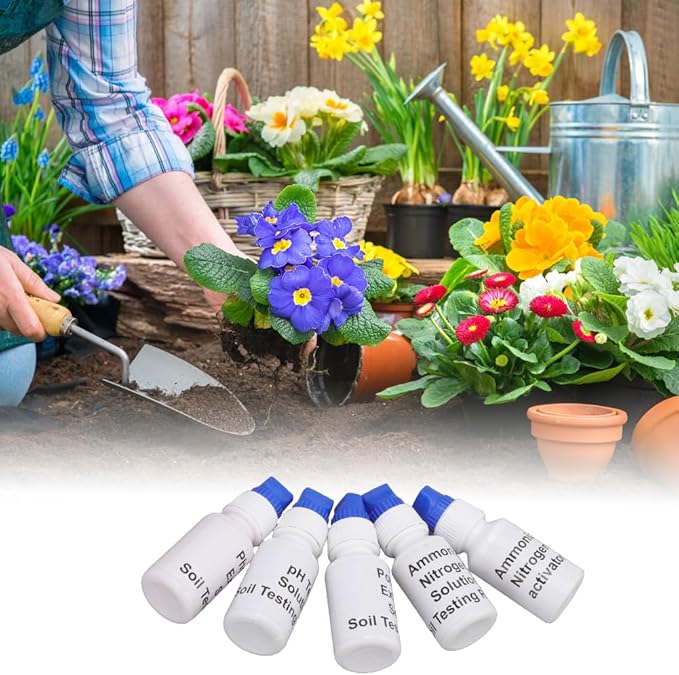 Soil Test Kit, pH Nitrogen Testing Kits Phosphorous Potash Tester with Sampling Tool Centrifuge Tube for Lawns Gardens Nutrients Agriculture Farm Vegetable Plants Care Compost Dirt Flower Grass
