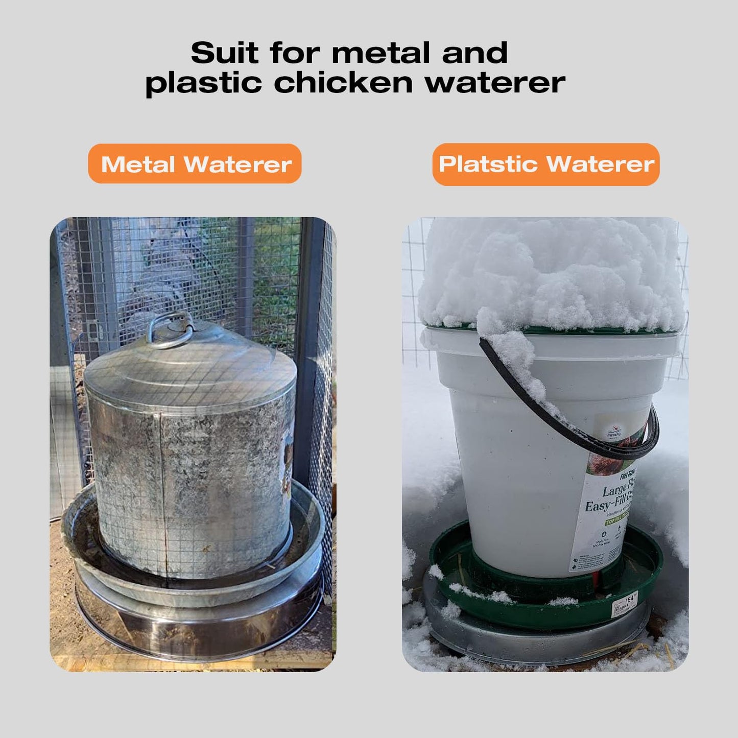 H&G lifestyles Chicken Water Heater Base for Chicken Waterer Poultry Drinker Heated Water Stainless Steel Heater for Winter Deicer Poultry Care