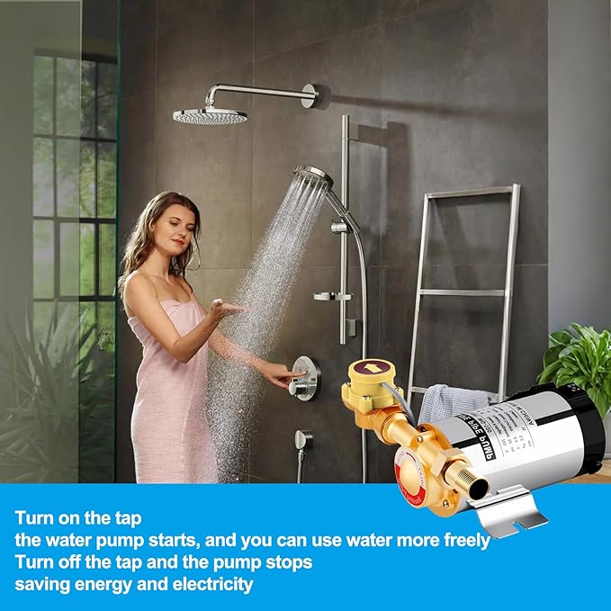 110V 100W Water Pressure Booster Pump for Home, Water Pressure Booster Pump with Automatic Water Flow Switch for Household Shower, Kitchen, Bathroom, Irrigation