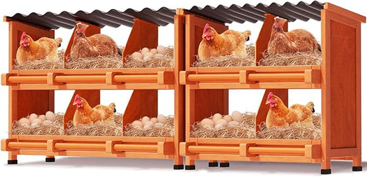 Chicken Nesting Boxes,10 Compartments Wooden Nesting Boxes for Chickens,Laying Boxes for Hens Ducks Poultry Protect Eggs Chicken Coops Easy Egg Collection