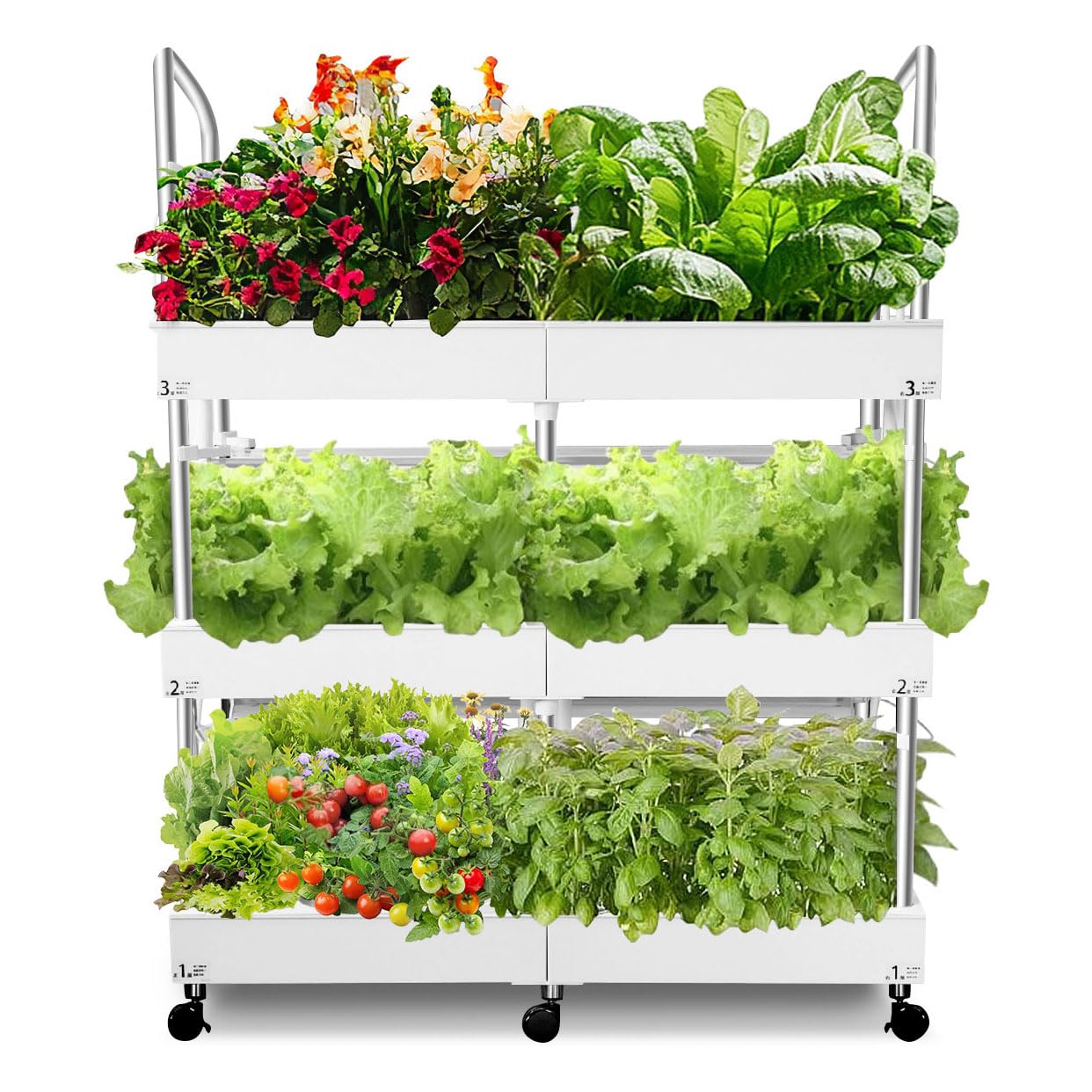 Large 3-Tier Indoor Hydroponics System Kit with Grow Lights, Double Water Pump Indoor Garden, and 72 Large Pods for Vegetables Herbs Microgreens