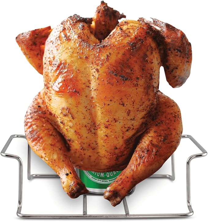 Beer Can Chicken Holder for Grill and Smoker, Premium Grade Stainless Steel Beer Chicken Stand with Handle (2 Pack)
