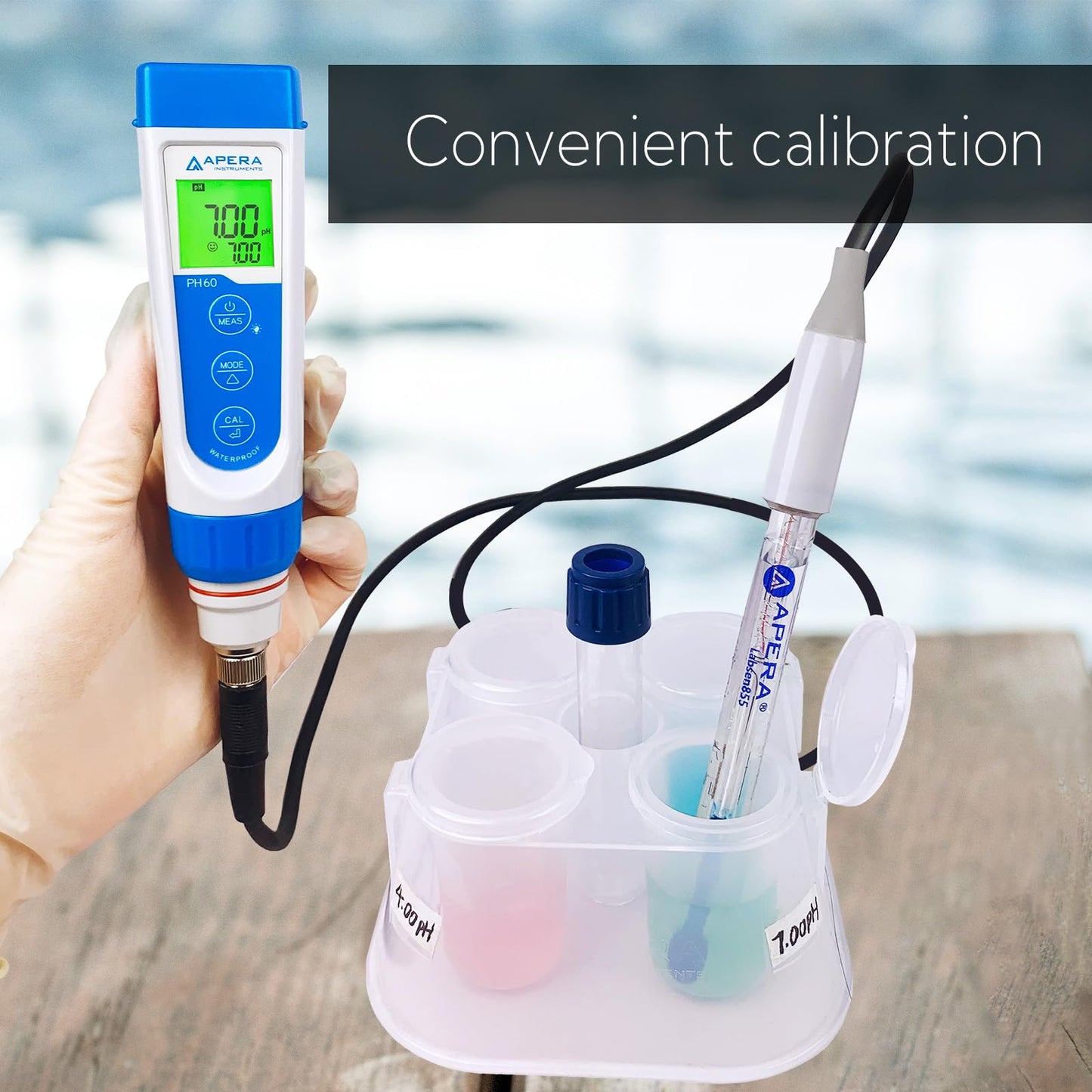 Apera Instruments PH60-VS Handheld pH Meter Tester Kit with LabSen 855 ATC pH Electrode for Lab-Grade pH Measurement of Viscous Liquid Samples