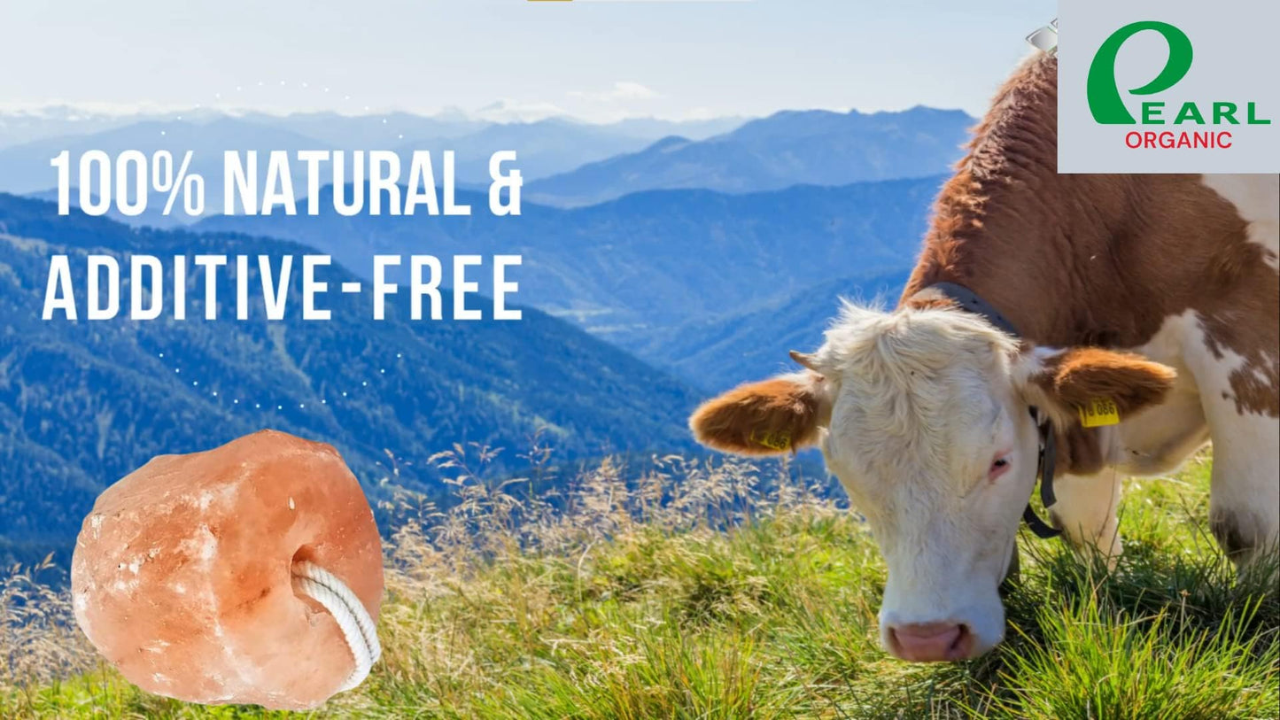 Pearl Organic New 6 lbs Animal Himalayan Salt Lick on Rope for Horses, Deer, Rabbits, Cows and Other Livestock | Lick Salt for Deer | Digestive Aid for Animals | Horse Treats (6lbs)