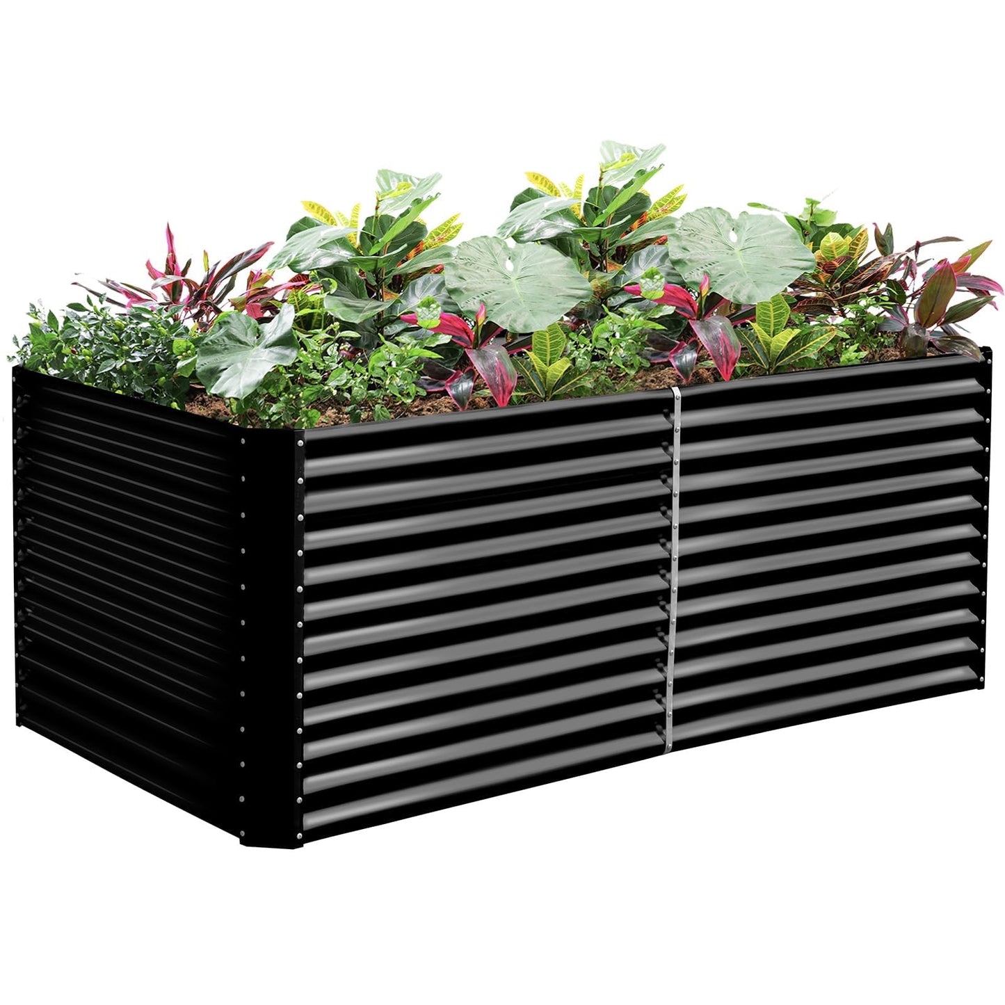 Land Guard 8x4x3ft Rectangular Galvanized Raised Garden Beds, Large-Capacity Metal Planter Box Outdoor, Durable Deep Raised Garden Bed 3ft Tall, Raised Beds for Gardening Vegetables, Dark Grey