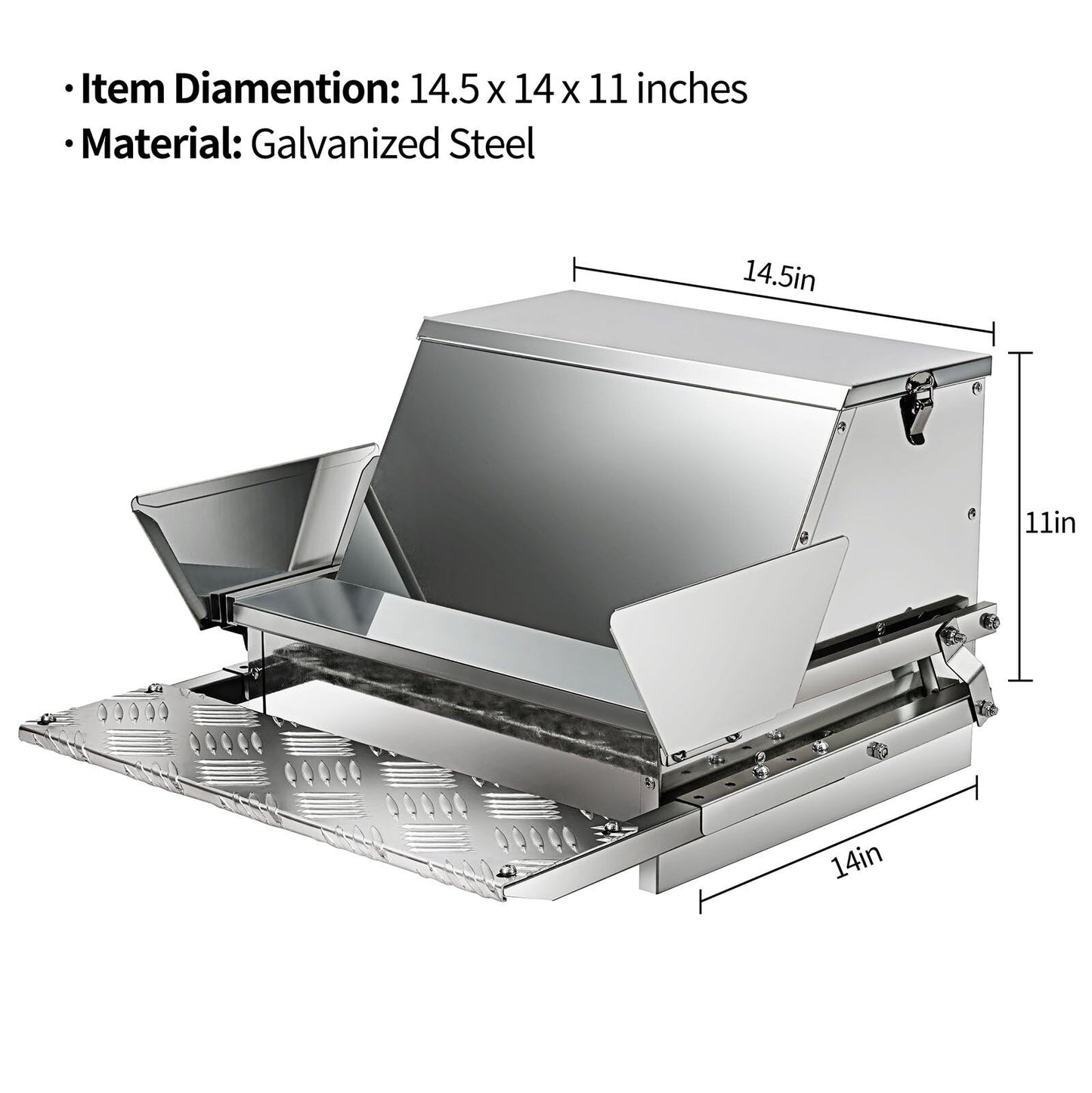 RYFT Automatic Chicken Feeder 25 lb Galvanized Steel Poultry Feeder, Up to 12 Chickens 10 Days with Weatherproof Lid, for Chickens, Ducks, Fowl