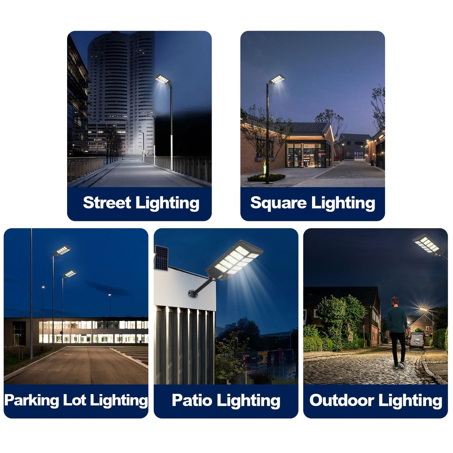 GarveeLife 4800W Solar Street Lights Outdoor, IP67 Waterproof Outdoor Security Light w/Motion Sensor, Auto Dusk-to-Dawn 7000K Floodlight for Parking Lots, Basketball Courts, Commercial Areas, 4-Pack