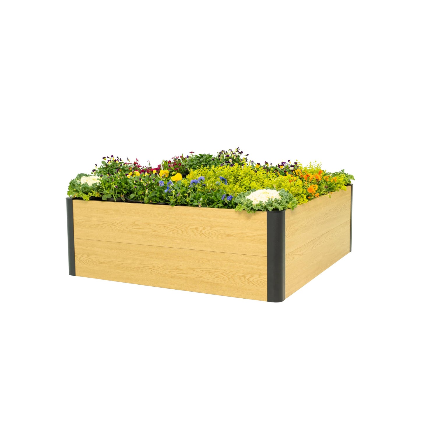 Woodgrain Series Raised Garden Bed, 4' x 4' Outdoor Wooden-Look Metal Planter Box for Gardening Vegetables Flowers Herbs
