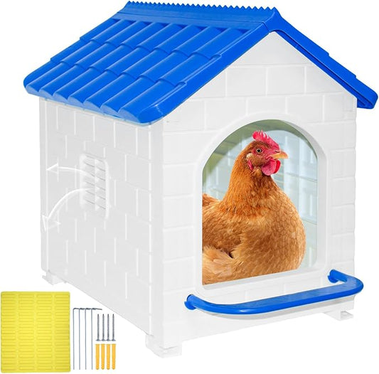 1 Pack Chicken Nesting Box,Waterproof Plastic Chicken Coop,Wall & Floor Nest Box for Hens,Ducks, Rabbits and Other Poultry (Blue)