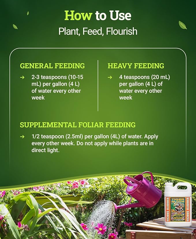 FoxFarm Tiger Bloom Liquid Fertilizer Concentrate - Fast Acting Formula for Vicious Growth with Phosphorus - Encourages Fruit, Flower & Bud Development, NPK 2-8-4 (2.5 Gallons)