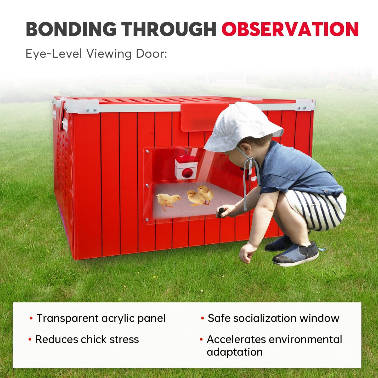 EPHIFY Red Barn Chicken Coop for 1-8 Chicks | 2025 Upgraded Chicken Brooder Box for Chicks, Ducklings, Quail | Portable & Lightweight Plastic Housing