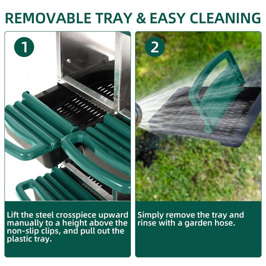 8 Hole Chicken Nesting Box, Roll-Away Egg Collection System with Ventilation Holes，Rustproof Plastic Tray & Keyhole Mounting, Chicken Laying Box for Hen & Duck, Green
