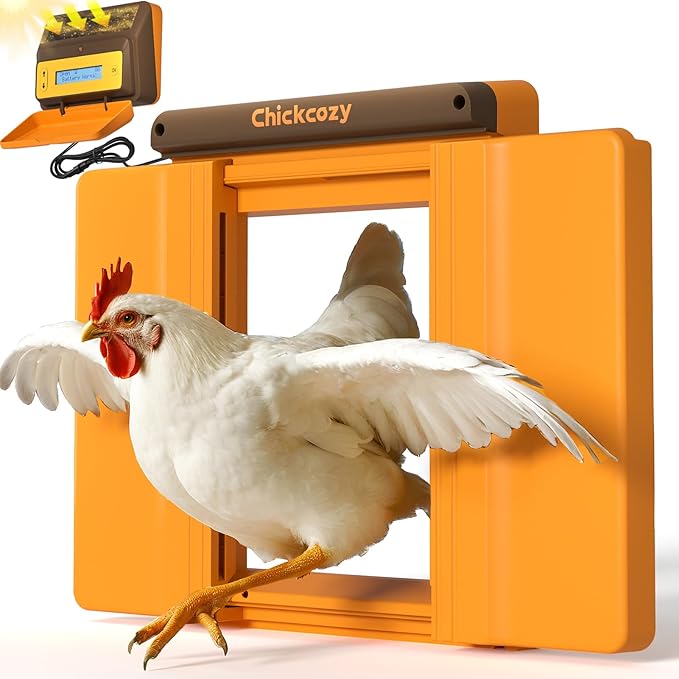 Solar-Powered Automatic Chicken Coop Door, Dual Motor Chicken Coop Door with Light Sensor, Timer & Manual Mode, Automatic Coop Door with Dual Anti-Pinch System, Weatherproof