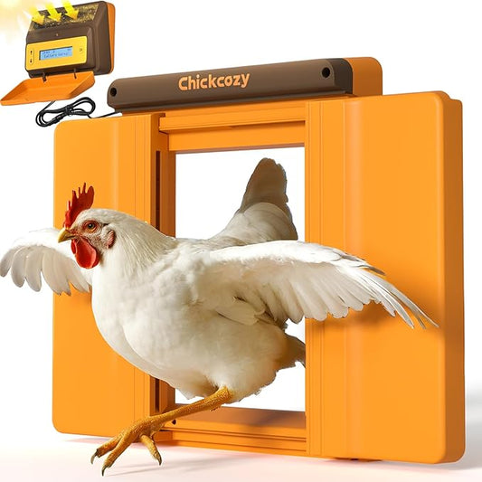 Solar-Powered Automatic Chicken Coop Door, Dual Motor Chicken Coop Door with Light Sensor, Timer & Manual Mode, Automatic Coop Door with Dual Anti-Pinch System, Weatherproof