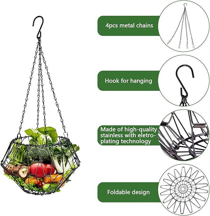 Hanging Chicken Feeder, Foldable Poultry Feeder Basket for Chicken Duck Coop, 2 Pcs