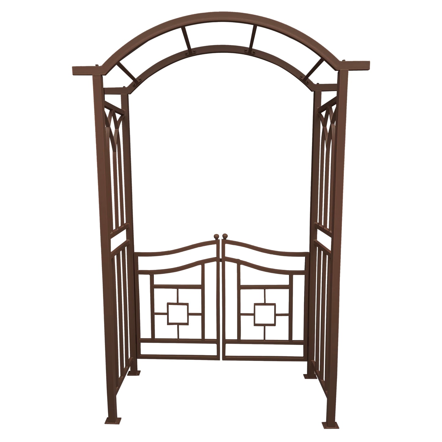 Brown Aluminum Garden Arbor Arch with Gate