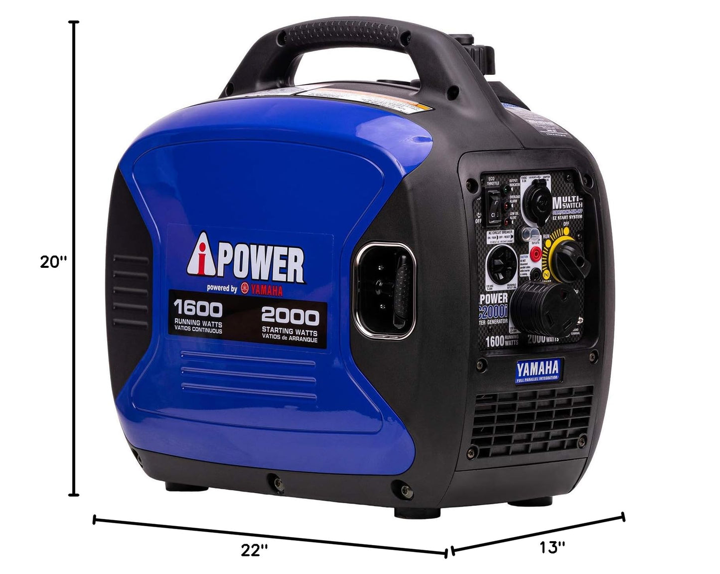 A-iPower Portable Inverter Generator, 2000W Ultra-Quiet Powered By Yamaha Engine RV Ready, EPA Compliant, Ultra Lightweight For Backup Home Use, Tailgating & Camping (SC2000i)