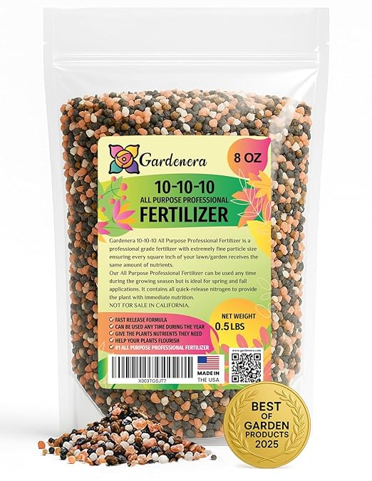 𝐁𝐄𝐒𝐓𝐒𝐄𝐋𝐋𝐄𝐑 10-10-10 Plant Fertilizer Slow Release | 10 10 10 All Purpose Fertilizer for Fruit Trees, Evergreens, Vegetables, Arborvitae, Fig Trees, Shrubs, Pines, Oaks, Flowers [8 OZ]