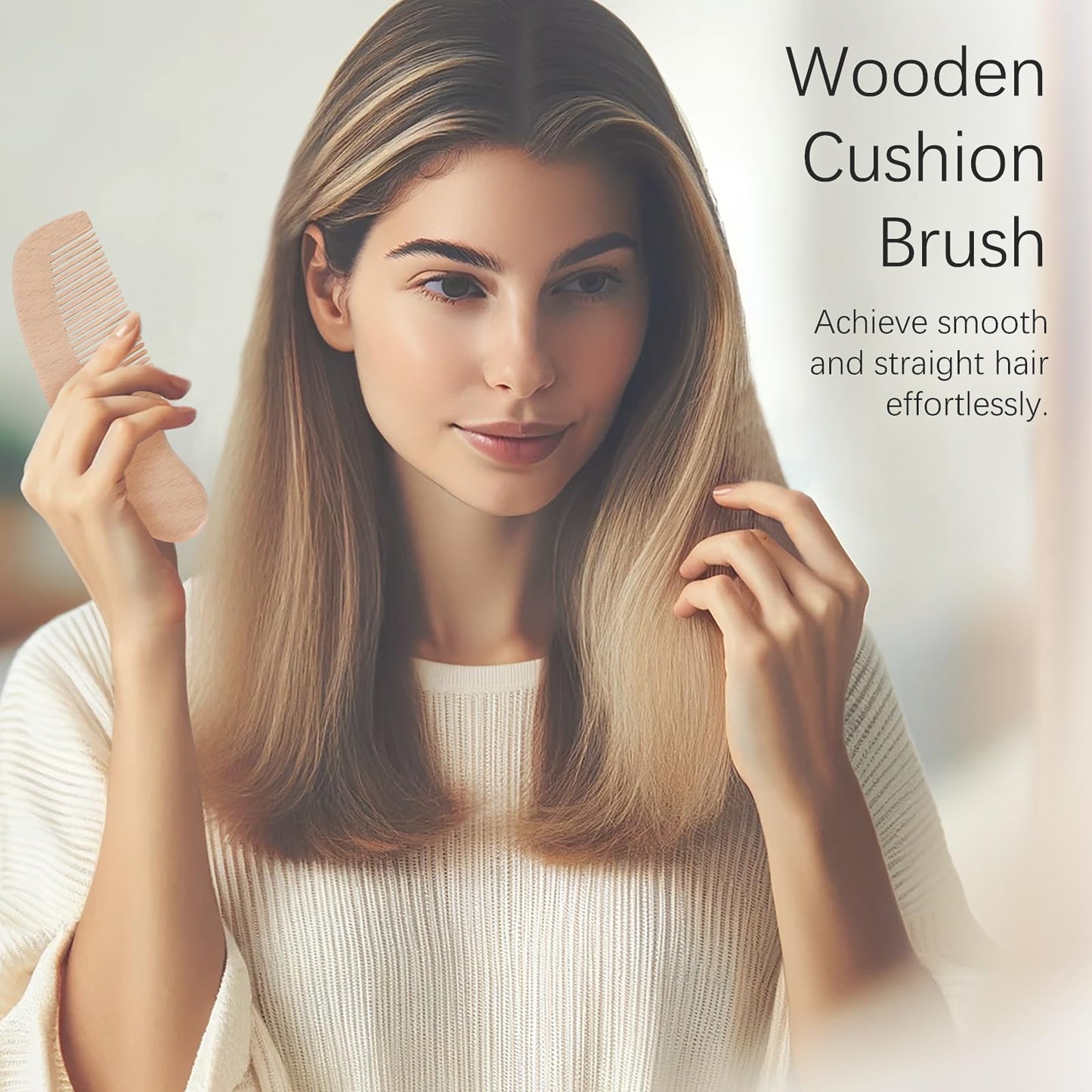 Jaasuee Baby Bath Grooming Kit Natural Wooden Hairbrush with Gentle Goat Bristles, Pear Wood Comb, and Soothing Massage Brush for Babies, Toddlers, and Kids
