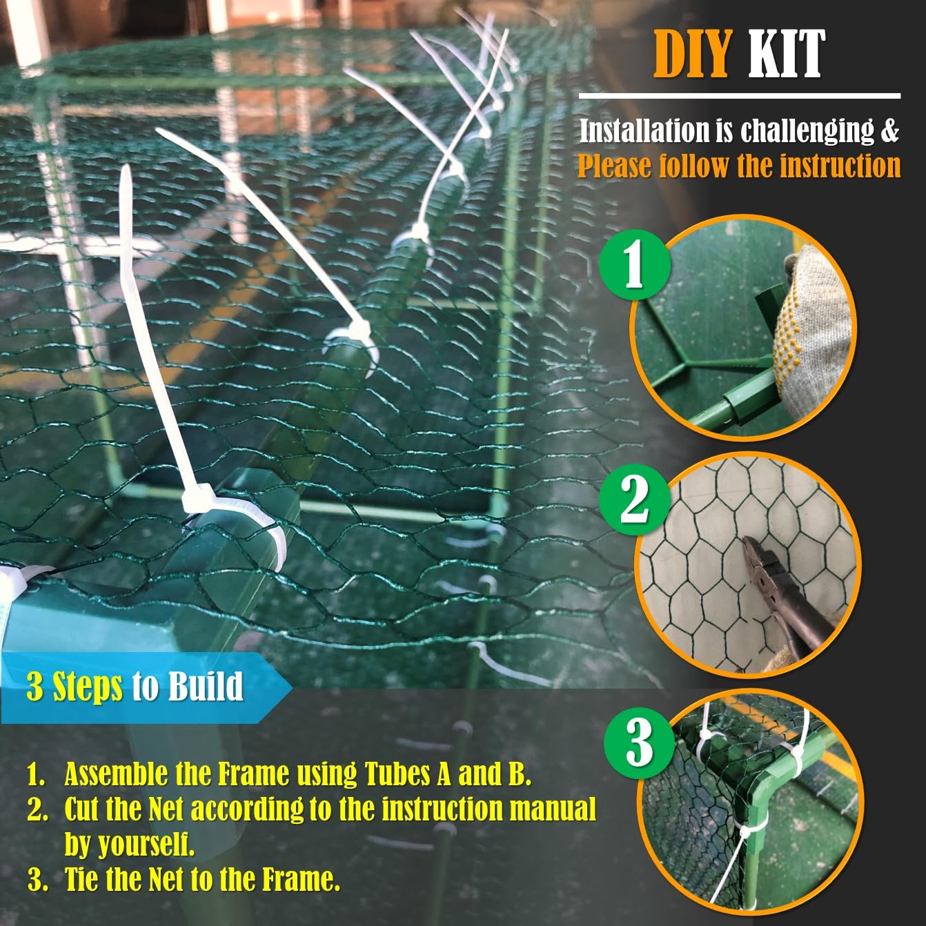 LANEVAN Chicken Tunnel DIY Kit – Movable | Cube Runway with 90° Corner | Modular Design | Rust-Proof | Expandable Outdoor Chicken Run Chunnel for Yard