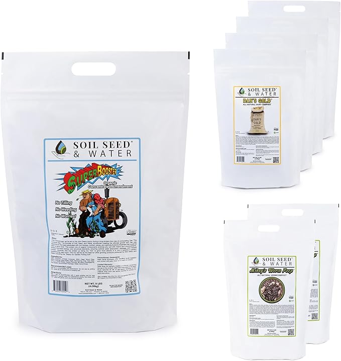 SuperBooster Concentrated Organic Soil Amendment Fertilizer Bundle with Worm Castings and Dairy Compost for Macronutrients, Micronutrients, Structural Component and Minerals