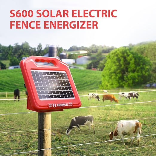 S600 Solar Electric Fence Charger - 35 Mile Range, 0.65 Joules Powerful Solar Fence Charger, Ideal for Livestock and Garden Protection