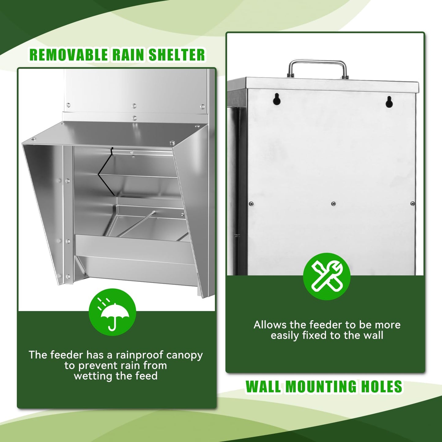 ChiPak Automatic Chicken Feeder with Timer - 25LB Capacity Stainless Steel Poultry Trough Feeders W/ 4 Sets of Timer Settings,Weatherproof Chicken Food Dispenser for 6-12 Chickens