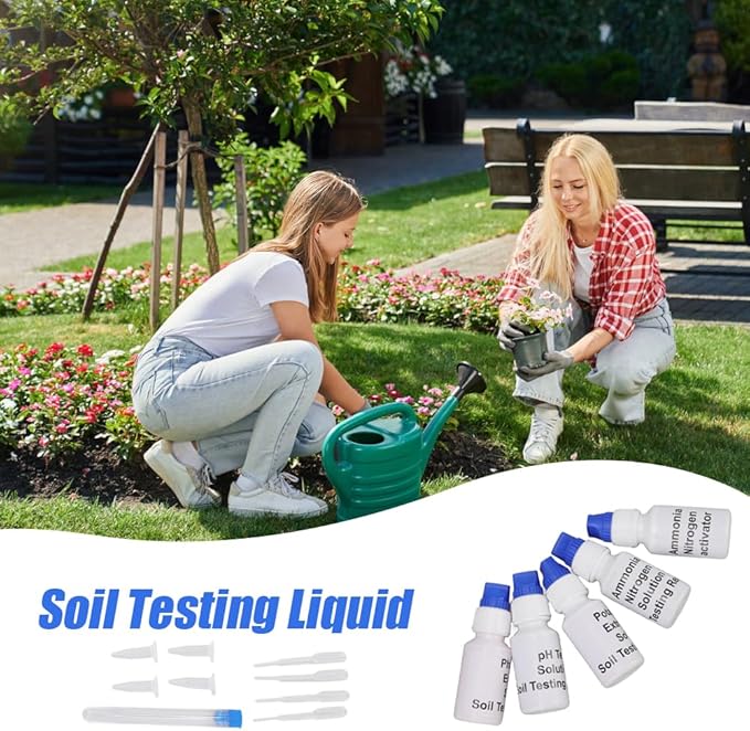 Soil Test Kit, pH Nitrogen Testing Kits Phosphorous Potash Tester with Sampling Tool Centrifuge Tube for Lawns Gardens Nutrients Agriculture Farm Vegetable Plants Care Compost Dirt Flower Grass