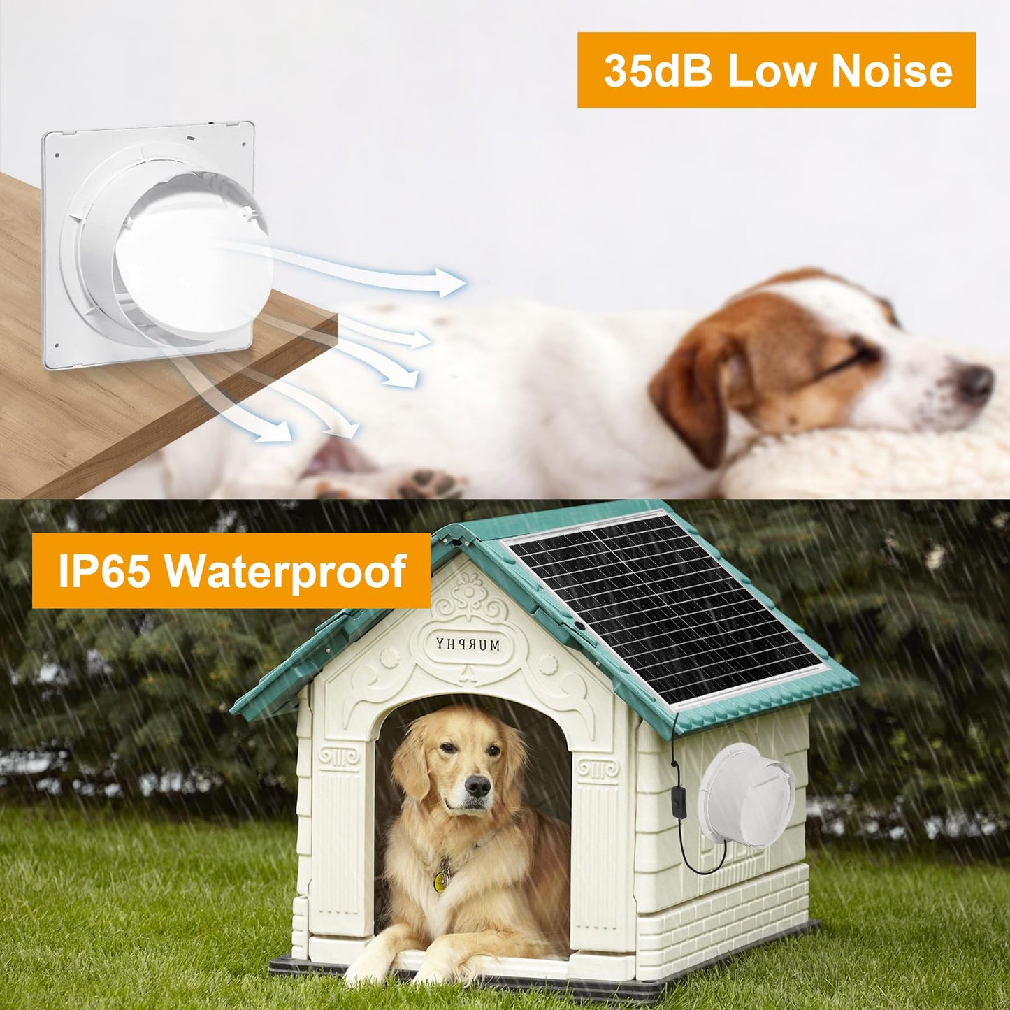 Auzev Solar Exhaust Fan with 12000mAH Battery, 22W Solar Powered Fan for Greenhouse Circulation, Chicken Coop, Shed, barn, Outside, Outdoor Waterproof with 14.7Ft Cable, 9.8"