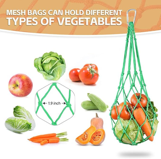 3PCS Chicken Vegetable Hanging Feeder, Chicken Vegetable and Fruit String Bag, Chicken Toys for Coop, Chicken Cabbage Feeder, Hanging Chicken Feeder with Hook for Hens Goose Duck (3PCS Green)