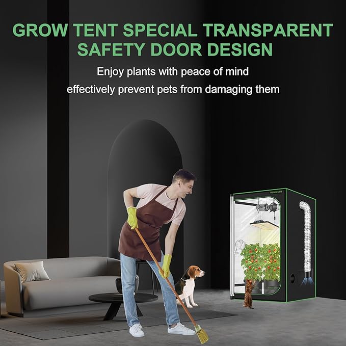 MELONFARM 34"x34"x72" Grow Tent, Double Transparent Viewing Door Indoor Grow Tent, Growing Tent with High Reflective Mylar & Floor Tray, Plant Tent for Indoor Hydroponics Growing