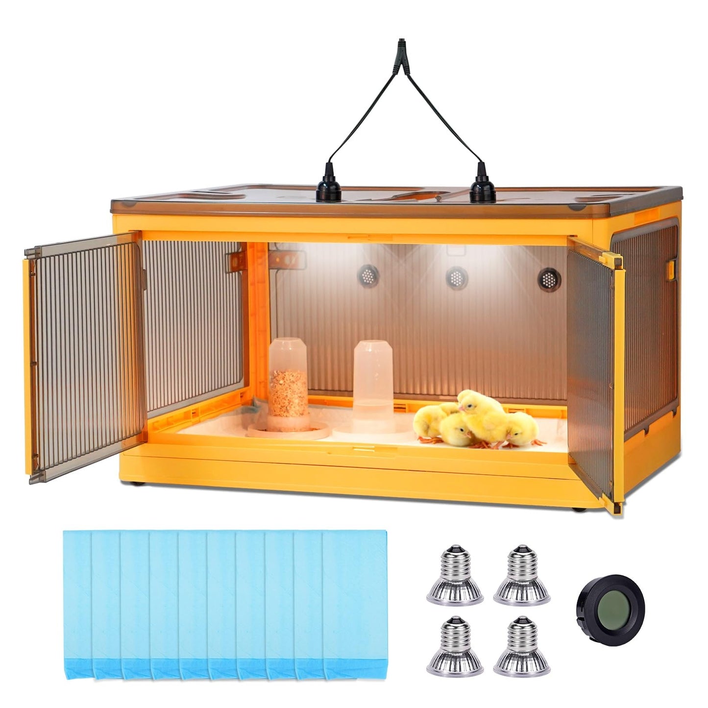PKNYBZH Chick Brooder Box for Chicks with Feeder and Waterer, Chicken Brooder Heater Warms up to 30 Chicks, Poultry Breeding Box Suitable for Chick Duckling Parrot Lizard (28" L x 19" W x 15" H)