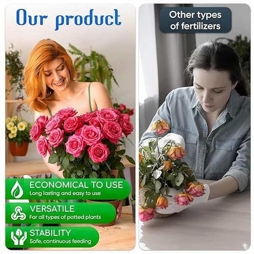 Made in The USA Rose Plant Food – Easy Cut & Stick Liquid Fertilizer for Thriving Blooms & Vibrant Foliage – Convenient 12-Pack Nutrient Solution
