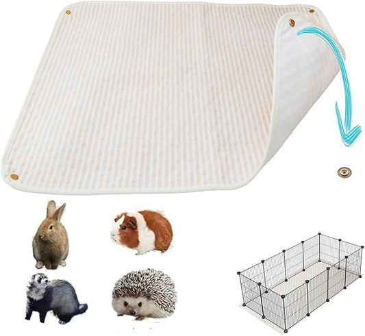 Guinea Pig Cage Liner,Washable Guinea Pig Pee Pads with Non-Slip Buckle, Waterproof Reusable Guinea Pig Bedding Fast and Super Absorbent Pee Pad for Small Animals Rabbit Hamster Rat