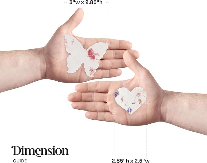 48pcs Plantable Seed Paper – 24 Heart & 24 Butterfly Embedded with Wildflower Seeds for Bridal Shower, Wedding Gift, Birthday, & Other Milestone Celebrations