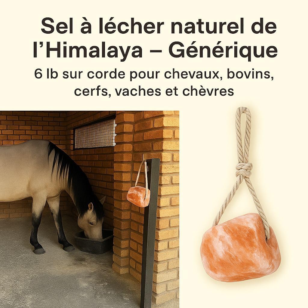Generic Himalayan Natural Lick Salt 6 lbs on Rope for Horse, Cattle, Deer, Cows and Goats., 1 Count (Pack of 1)