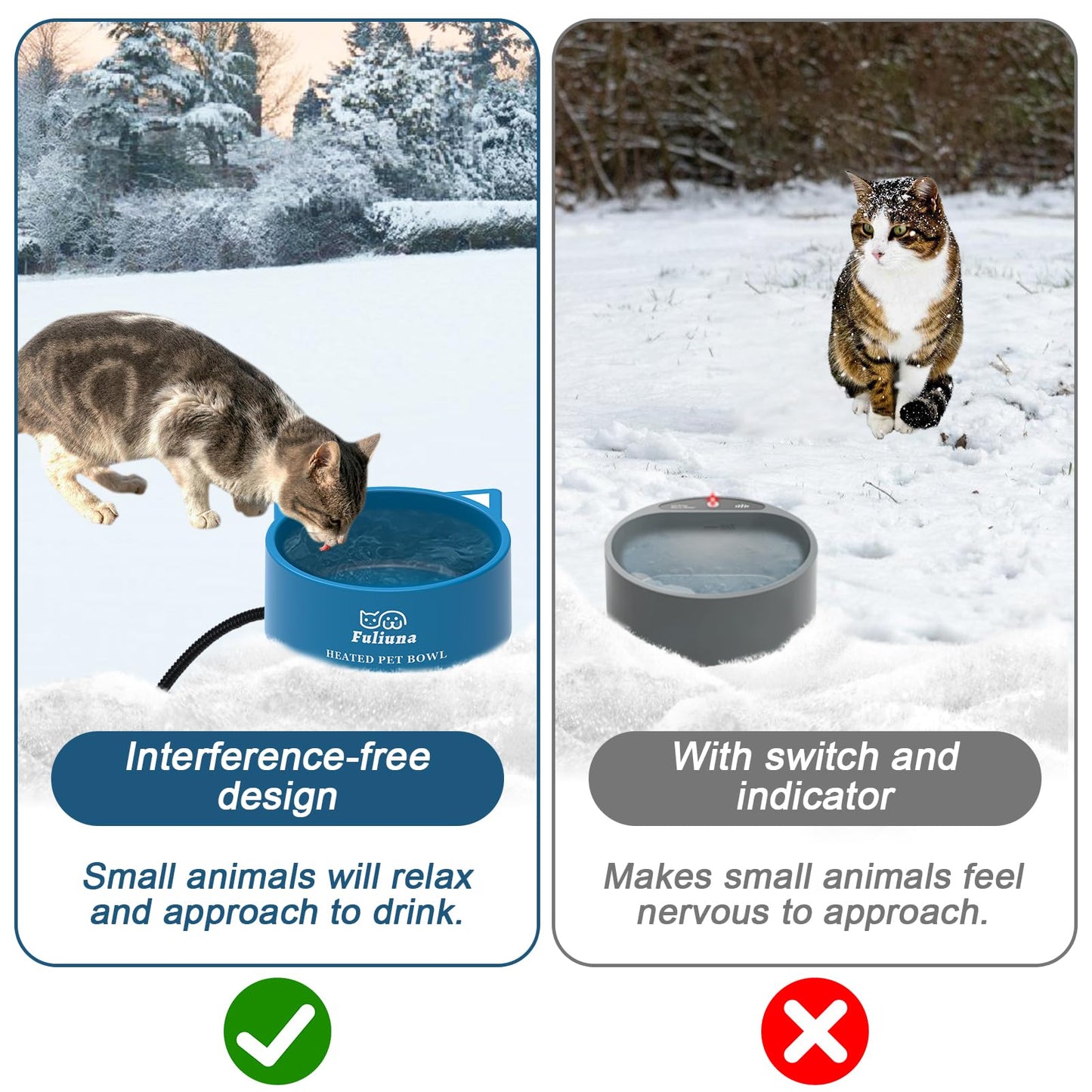 Alpcouts Heated Water Bowl for Outdoor Dog & Cat, Large Heated Dog Bowl Provides Drinkable Water in Winter, Outside Heated Pet Bowl with 78.7in Anti Chew Cord for Dogs Cat Bird Chicken Duck,108 OZ/30W