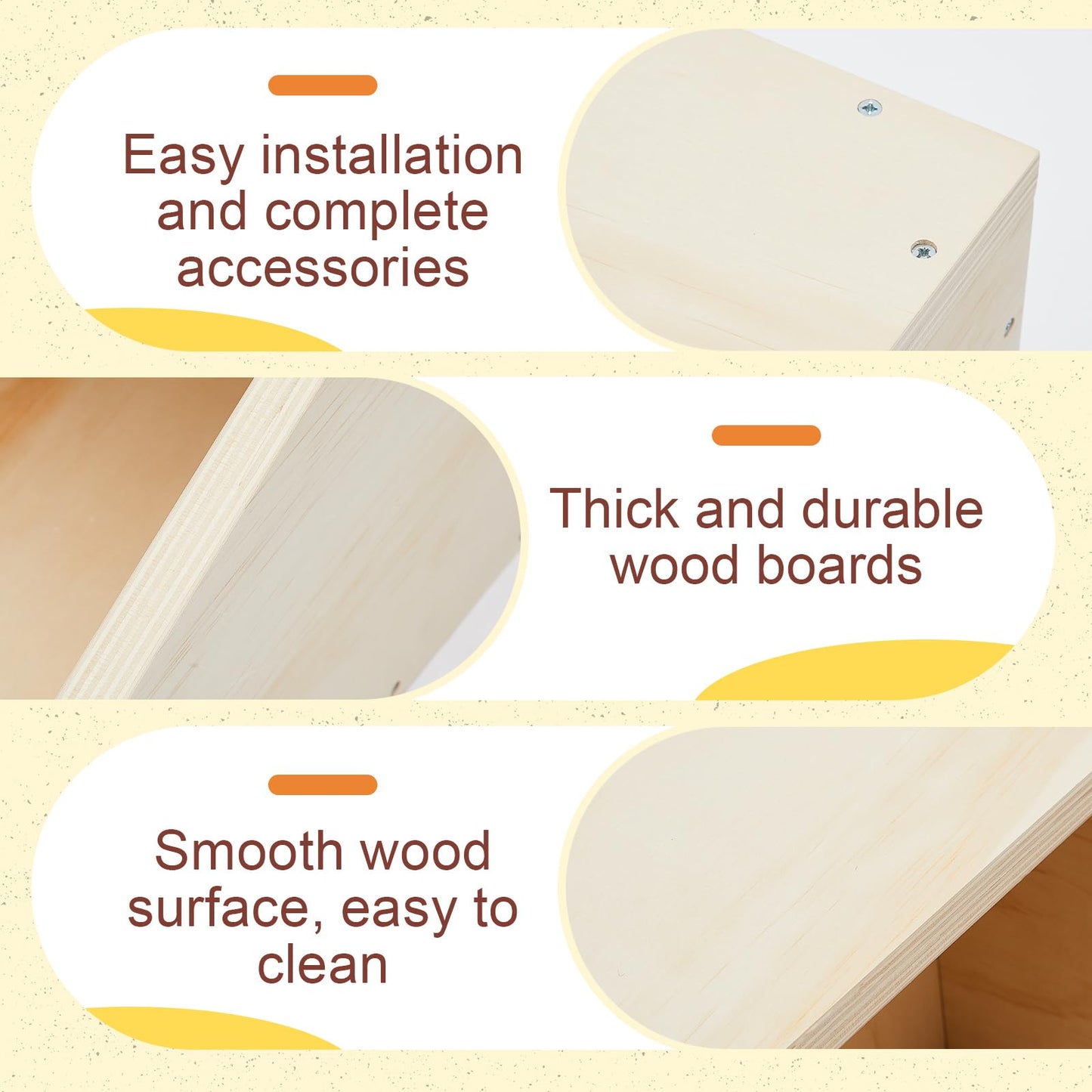 Maxcheck 2 Pack Wood Rabbit Nesting Box, 16x16x11 Inch Wooden Hutch Hideout for Breeding, Natural Burrow Den Alternative for Rabbits & Small Animals