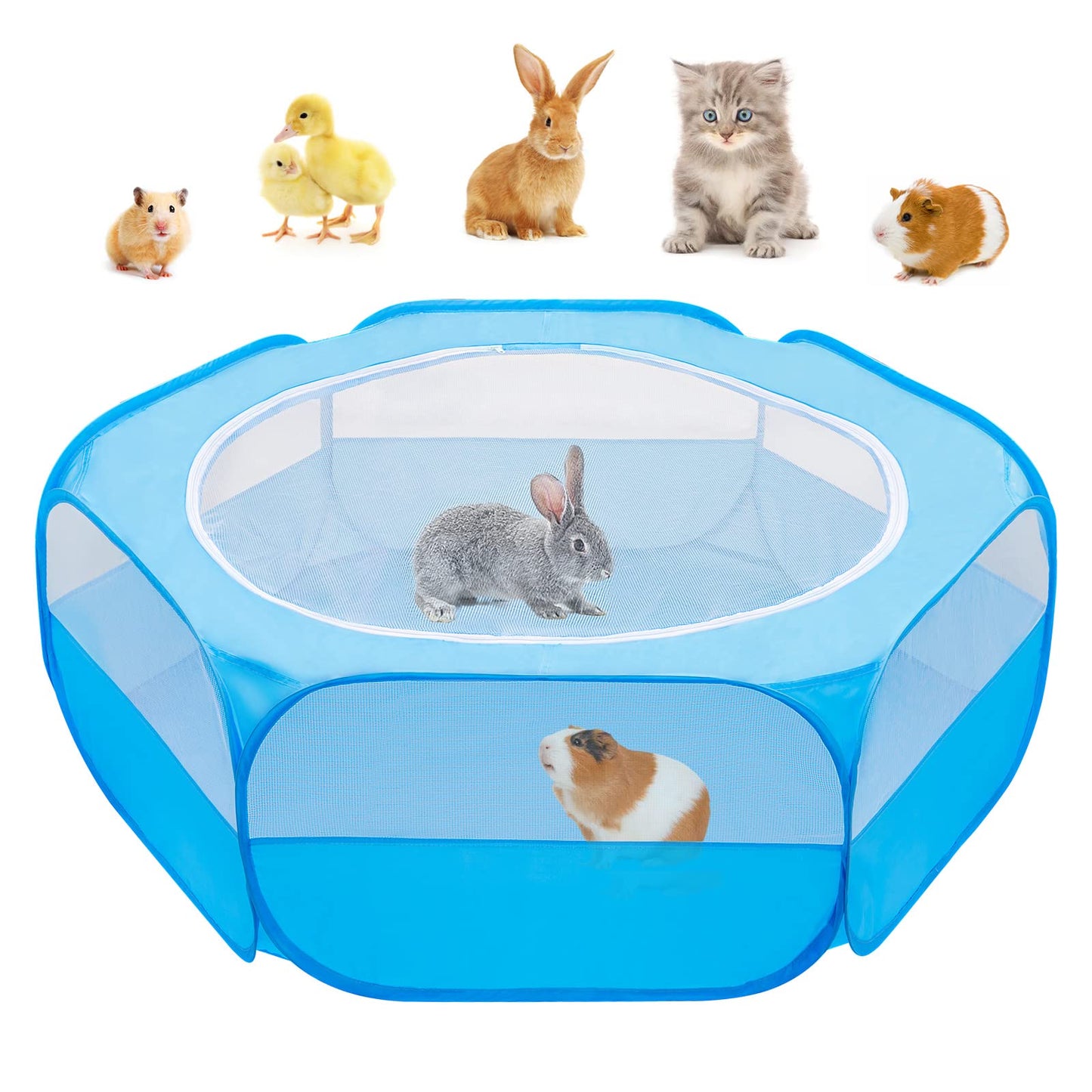 Amakunft Small Animal Pop-Up Playpen with Mesh Cover, 47'' x 23.6'' x 15'' Chicken Brooder Box, Play Pen Indoor Outdoor for Guinea Pigs, Bunny, Rabbits, Ferrets, Chinchillas, Kittens