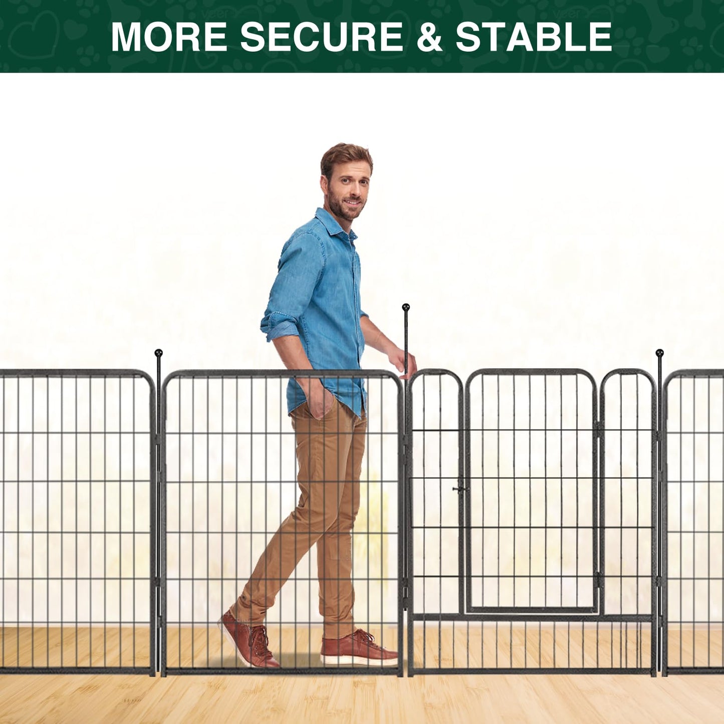 VISCOO Dog Playpen Outdoor, 16 Panels 32" H Dog Pen Indoor, Metal Dog Fence Outdoor, Pet Fence for Large/Medium/Small Dogs, Indoor Puppy PlayPen, Dog Fence Exercise Pen for RV,Camping,Yard