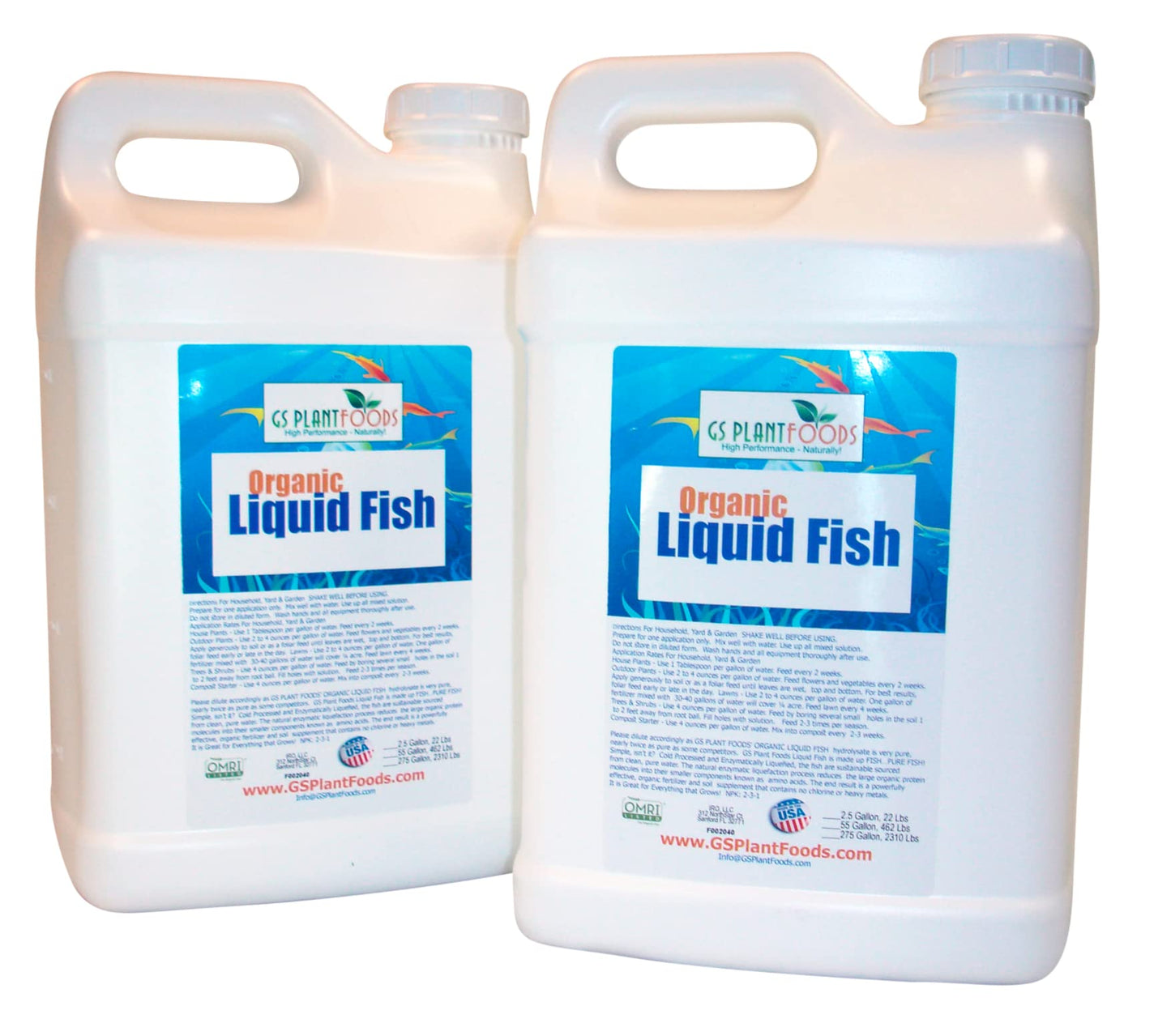 GS Plant Foods Organic Liquid Fish Fertilizer - Natures Growth Boost, OMRI-Certified, Hydrolyzed, Fish-Based, Organic Gardening Solution, 5 Gallons