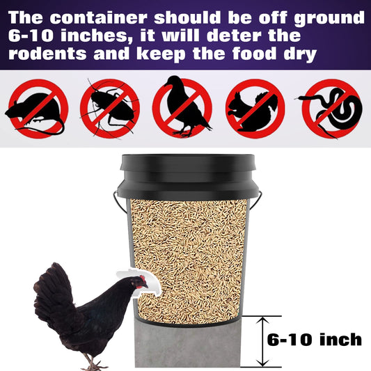 DIY No Waste Chicken Feeder Kit,8 Ports with Covers,Automatic Poultry Feeder for Barrel Bucket Bin Tub,Feeding Chicken Ducks,BPA Free