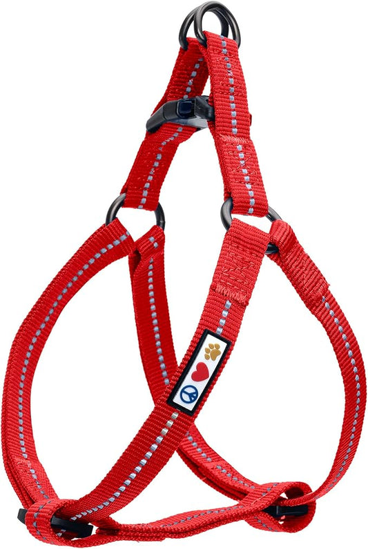 Pawtitas Recycled Dog Harness with Reflective Stitched a Puppy Harness Made from Plastic Bottles Collected from Oceans Medium Red Chilli