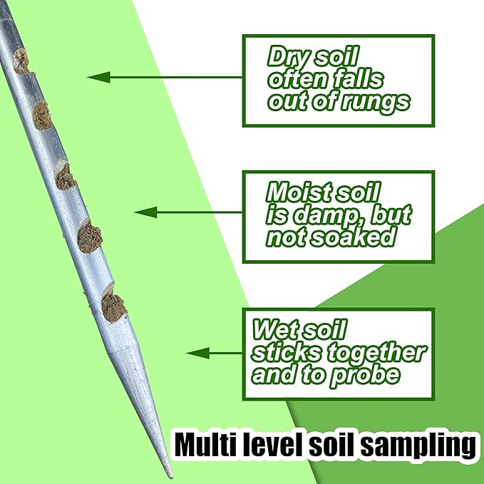 10"x Diameter 0.27" Soil Probe Stainless Steel Soil Sampler Probe Soil Moisture Probe for Plants No Batteries Required Moisture Meter for Plant Garden Farm Soil Sampling