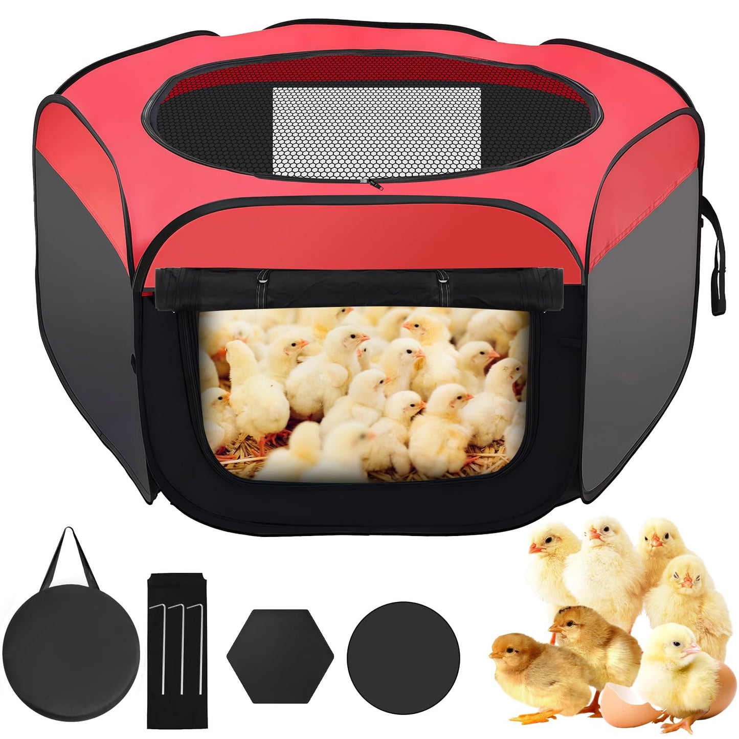 Chicken Brooder Box for Chick Starter Kit，Abnaok 2025 Upgrade Double Door Chick Brooder Pen/Chicken Playpen/Chick Tent Baby Chickens Supplies Up to 15 Baby Chicks,Duck,Quail