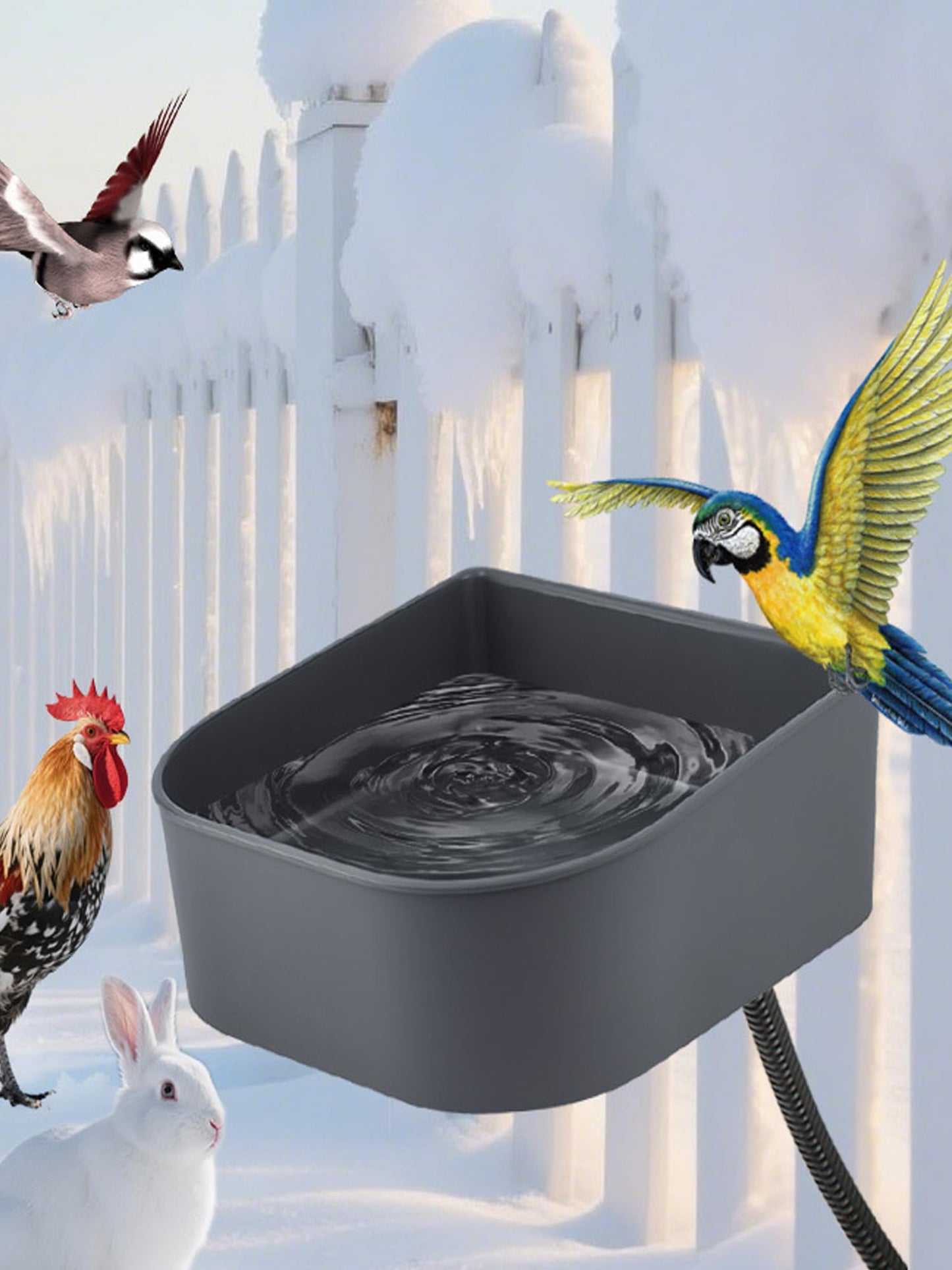 Chicken Waterer for Winter,Automatic Keep Warm Poultry Water Fountain for Outdoor,Hanging Chicken Water Feeder w Thermostat Anti-Freeze Water Bowl for Duck,Turkeys,Quails,Chicks Rabbit in Chicken Coop