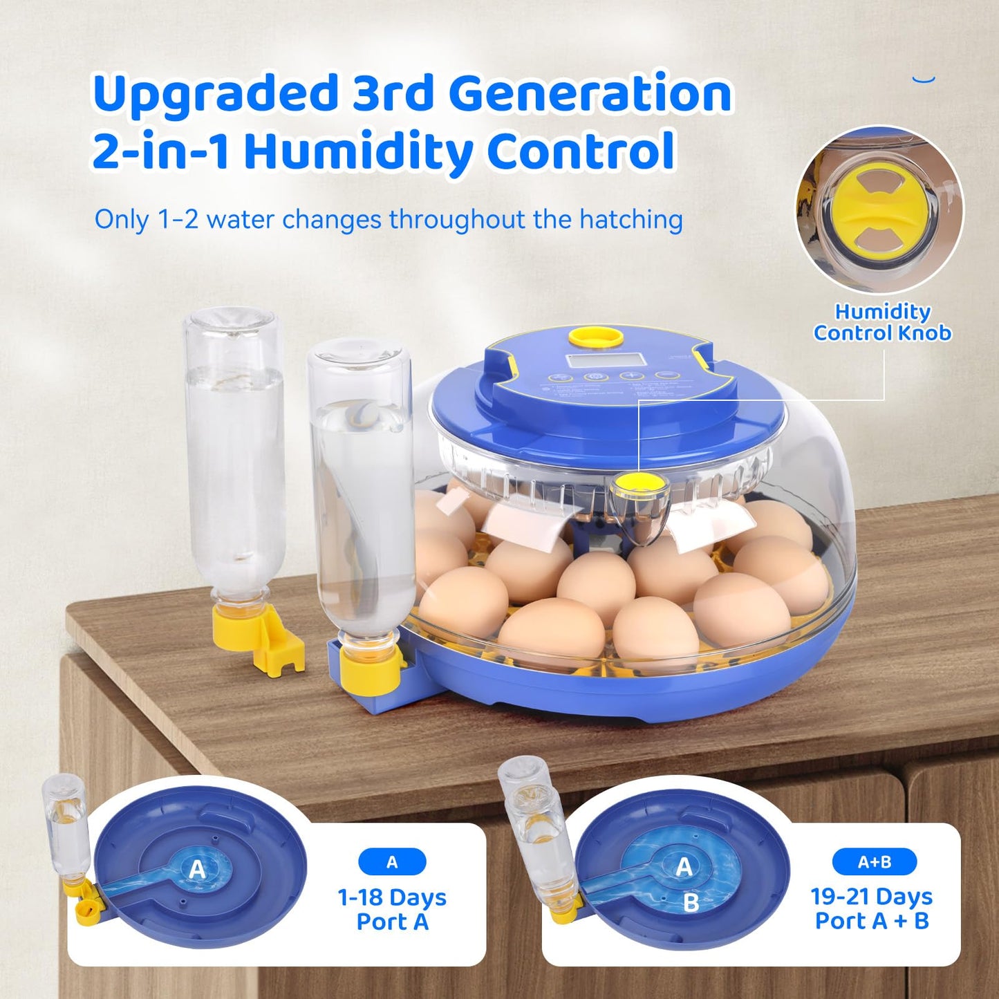 18 Egg Incubator with Automatic Egg Turning and Humidity Control, Incubators for Hatching Eggs, Chicken, Ducks, Goose, Pigeon, Quail, Parrot Incubator for Farm, Lab, Science Classroom, Home